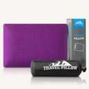 Travel Pillow Memory Foam Pillows, Camping Pillow-Compressible Medium Firm, Breathable Cover, Ideal Backpacking Hiking, Bed Pillows, Airplane and Car (Purple, M) (M-17.7*11.8in)