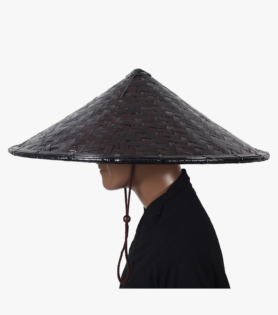Black Handmade Bamboo Hat Samurai Hat Cosplay Hat (19" x 7"
