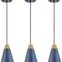 Dijiahua Blue Kitchen Pendant Lighting Over Island 3 Pack,Small Modern Farmhouse Chandeliers Navy Hammered Metal Shade,Mini Vintage Adjustable Cord Hanging Ceiling Lamp Fixtures Over Sink