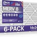 BNX TruFilter 14x24x1 Air Filter MERV 8 (6-Pack) - MADE IN USA  Dust & Pet Defense Air Conditioner HVAC AC Furnace Filters for Dust, Pet, Mold, Pollen MPR 600  700 & FPR 5