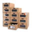 WALL QMER Shoe Box 24 Pack,13.2 x 8.3 x 5.1in Waterproof Storage Boxes, Socks, Stationery, Toys, Underwear,Heavy Duty,Stack-able Cardboard Boxes,with Marking Labels,Transparent Window