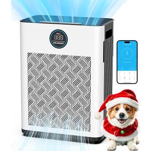 Airjowset Air Purifier, Smart Air Purifiers for Home Large Room up to 1550 Ft² in 1 Hr, H13 HEPA Filter, Digital Air Quality Sensor Double-sided Air Intake Air Cleaner for Pet Smoke Dust for Bedroom 