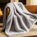 Bare Home Faux Fur Blanket - Ultra-Soft Luxurious - Cozy Warm Blanket for Couch, Sofa, Chair, Bed - Fuzzy Fluffy Super Soft - Decorative Bed Blanket, 60x47 inches (Throw, Silver)