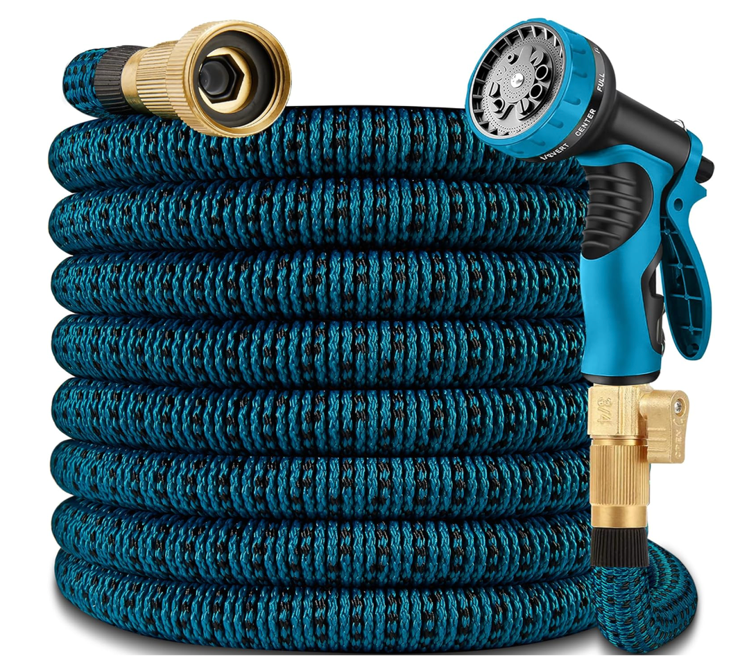 24 ft Garden Hose - Expandable Garden Hose with 10 Function Spray Nozzle - Kink-Free, Lightweight, Durable, Flexible, 2026 New Retractable Water Hoses for Yard, Lawn, Gardening(Blue Black)