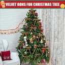 24 Pcs Velvet Christmas Tree Bows,Rustic Crafts Gift Velvet Ribbon Bows Twist Tie Bows for Xmas Wreaths Garland Gift Wrapping Wedding Decor (3/8'' Wide, 5 * 7 inch) (Khaki, Medium)