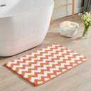 CozeCube Orange Chenille Bathroom Rugs 48" x 24", Soft Microfiber Chevron Bath Mats for Bathroom, Non Slip Shaggy Bath Rugs Machine-Washable, Plush Absorbent Shower Mat, Halloween Bath mat