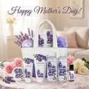 BODY & EARTH Spa Gift Baskets for Women 11pcs Lavender Gift Sets with Bubble Bath, Shower Gel, Body Lotion, Mom Birthday Gifts, Spa Kit, Purple Gift for Her, Mothers Day Gifts for Mom