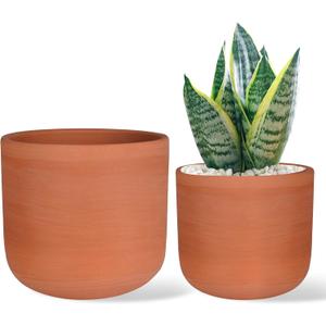 4.6 + 6 Inch Terracotta Succulent Planter Pots Round Clay Pots with Drainage for Indoor Plants Set of 2
