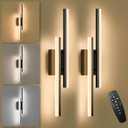 LED Wall Sconce Set of 2 Black Remote Modern LED Vanity Lights Set of 2 Indoor Wall Light Fixtures for Living Room, Dimmable Wall Sconce for Bedside Bedroom Bathroom, 23.6inch 2 Pack