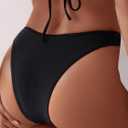 ZAFUL Women Cheeky Bikini Bottoms Wave Swimsuit Swim Briefs Bathing Basic Suit Bottom 8-Black S (Black, L)
