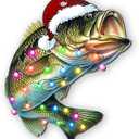 5 x Largemouth Bass Fish Ornament for Christmas Tree, 2D Flat Wooden Hanging Decor, Fishing Christmas Ornament 2025, Fishing Gifts for Men, Dad, Husband, Fisherman Christmas Decoration