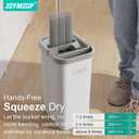 JOYMOOP Microfiber Flat Mop and Bucket System, Mops for Floor Cleaning and Wall Cleaner, Hardwood, Tile, Laminate, Vinyl Floors, Smooth Walls, and Glass Windows - 50" Flat Mop+1 Microfiber Pad[White]