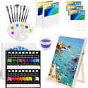 LEYEMO Acrylic Paint Set for Kids, Art Supplies Painting Kit with18 Acrylic Paints, 5 Canvas, 8 Paint Brushes, Easel, Palette ETE, Paint Set Gifts for Adults & Artist