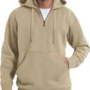 COOFANDY Mens Knitted Hoodie Sweater Long Sleeve Turtleneck Quarter Zip Pullover Sweaters with Pocket (M)