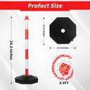 35'' Parking Delineators Post, 8 Sets Traffic Cone Safety Stanchion with Base & 5FT Link Chain - Red and White Striped Chain Barriers for Parking Lot, Driveway, Road Construction