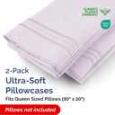 Queen Pillow Cases Set of 2 - Ultra Soft Hotel Quality Pillowcase Covers - Comfy, Cozy & Wrinkle Free - Shrinkage and Fade Resistant - Machine Washable Pillow Protectors - 2 Piece Set - Light Lavender