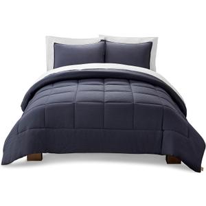 UGG Full/Queen Comforter Set with 2 Pillow Shams, Lightweight Down Alternative Blanket, Reversible Cozy Warm All Season Washable, Hypoallergenic Bedding Set, Navy Blue (Leonora)