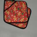 Christmas Gingerbread Pot Holders Set of 2 Candy Decorative Kitchen Heat Resistant Potholder Cotton Lining Oven Hot Pads Pot Mats for Kitchen Counter Cooking Baking Microwave BBQ Gifts