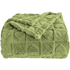 Heart Checkered Throw Blankets, for Love Mother Friends Pets,280 GSM Super Soft Warm Lightweight Fluffy Bed Blanket for Women Anniversaries(Sage Green,50"x60")