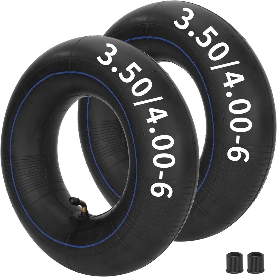 RUTU 350/400-6 3.50/4.00-6 Inner Tube with Angled Valve Stem for Mowers Wheelbarrows Generator Pressure Washer Trolleys Yard Trailer Hand Truck Tractors Snow Blower Wagons ATV Quad 4 Wheeler Go Kart