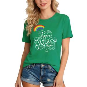 6Size Shirt+Earrings St Patricks Day Shirt Women St Patricks Day Outfits for Women Shamrock Earrings Accessories (Small)