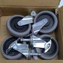 4 Inches Stem Caster Wheels, 7/16-Inch Stem Diameter Swivel Casters Set of 4 with Side Brake, Heavy Duty TPR Replacement Wheels for Utility Cart Rubbermaid Mop Bucket Shop Vac Weber Grills