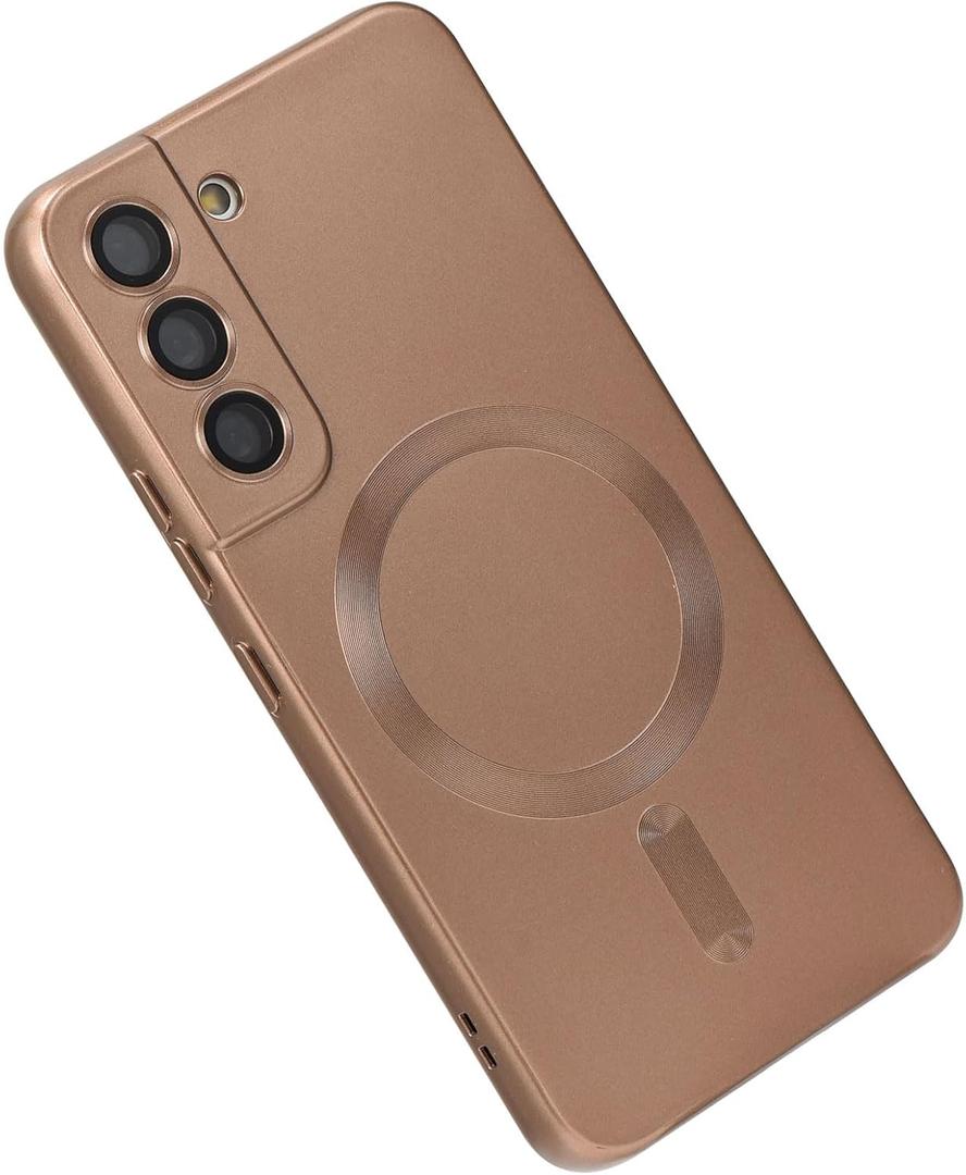 Magnetic for Samsung Galaxy S21 FE Case, Soft Silicone Slim Fit Anti-Scratch Phone Case Cover with Camera Protection, Compatible with MagSafe, Brown