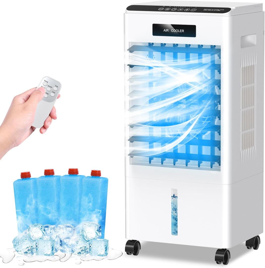 Portable Air Conditioners, 3-IN-1 Evaporative Swamp Air Cooler 8L, Windowless Portable AC with Remote, Fast Cooling, 7H Timer, Oscillation 90, 3 Modes Air Conditioner Portable for bedroom, office