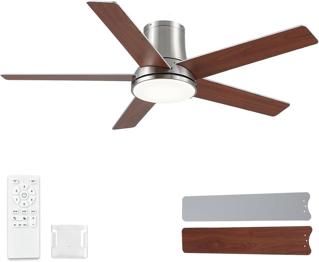 52 Inch Ceiling Fans with Lights and Remote
3CCT Dimmable LED, 6 Speed, Quiet DC Motor, 3-Level Timer Function, Forward/Reserve For all Seasons, Indoor/Covered Outdoor
