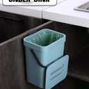1.3 Gallon Small Trash Can with Lid - Countertop Food Waste Bin, Kitchen Hanging Trash Can for Cabinet Door/Under Sink, Small Garbage Can for Desk, 5L(Subtle Blue)