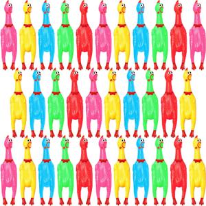 Honoson 32 Pcs 12'' Rubber Chicken Dog Toy Squeeze Screaming Chicken Toy Novelty Squeaky Squawking Loud Noise Makers for Adults Dogs Pets Reduce Separation Stress Anxiety (Multi Color)