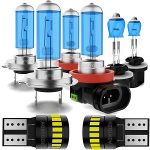 Headlight Bulbs Fit for 2014-2016 Kia Sorento,H7 H11 High Low Beam Light Bulbs 881 fog light License Plate Lights Combo,Halogen Headlight,300% Brightness,Plug and Play,6000K White,8 Pcs
