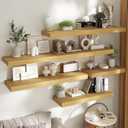 12 inch Deep Floating Shelves for Wall, 48" Wide, Oak Finish, 1-Pack