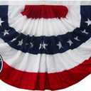 Bradford American Bunting USA Flag 4x8 ft Outdoor, Embroidered Pleated Fan Bunting Flags with 3 Brass Grommets, Patriotic American Flag Buntings for Outside for 4th of July Memorial Day Decorations