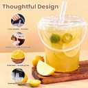 TOMAIX 60 Sets 34oz Bucket Cups with Lids, Straws and Handles