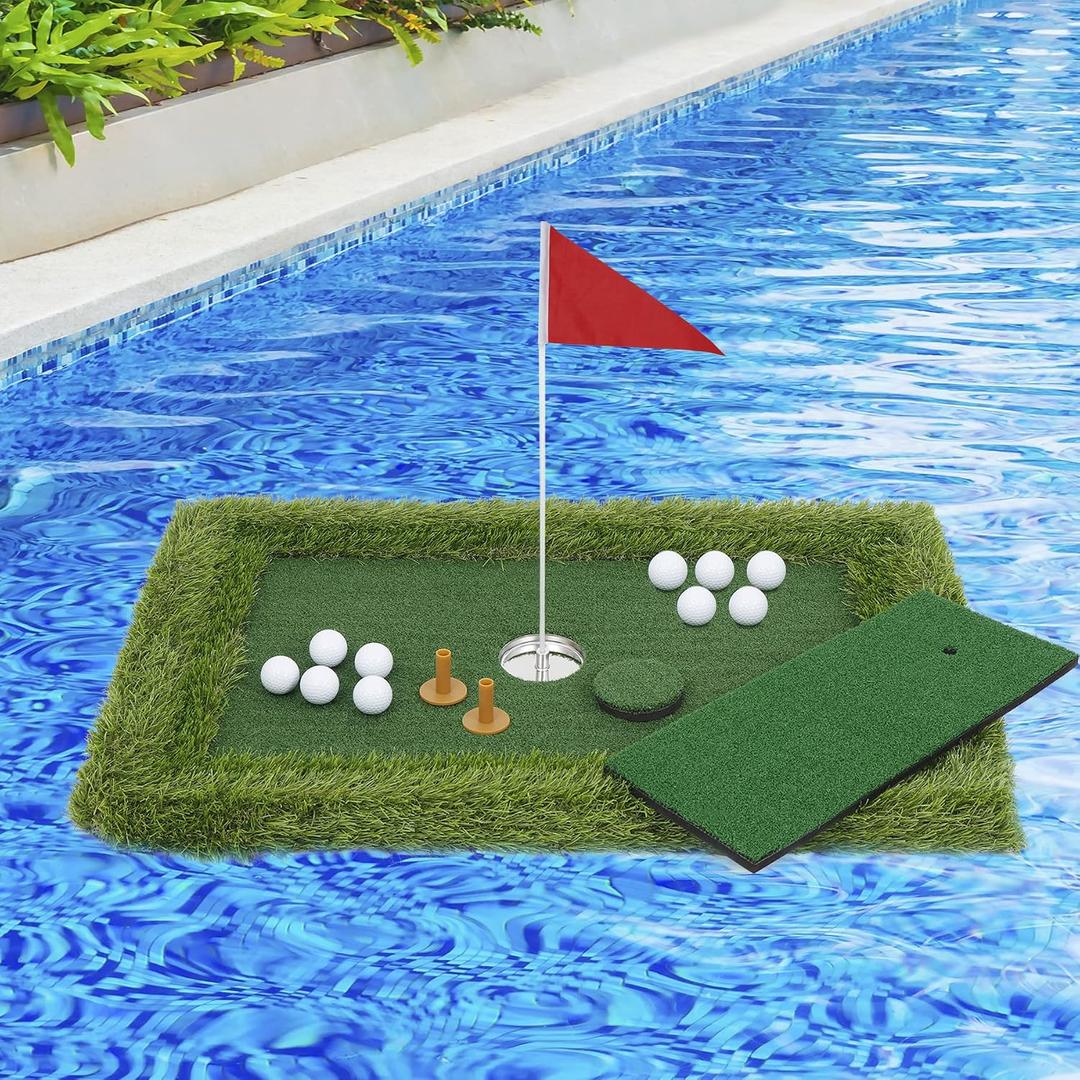 HSM Floating Golf Green - Chipping Green, Fun Pool Golf Game, Outdoor Putting Mats Training Accessories, 24" x 35"