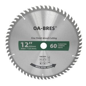 12-Inch Miter/Table Saw Blades, 60-Tooth ATB TCT Fine Finish Wood Cutting Circular Saw Blade with 1-Inch Arbor
