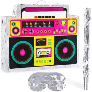 80s Radio Boombox Pinata 90s Piñata Music Piñata with Pinata Stick for Hip Hop Theme Party Supplies Birthday Party Decorations Centerpieces Table Decor Game Birthday Party Decorations Supplies