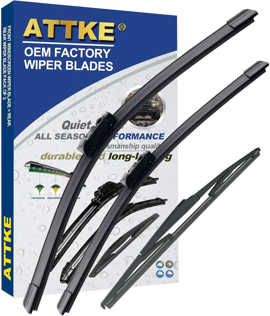 ATTKE 3 Wipers for Volvo XC60 2012-2017 Replacement (26 + 20 + 14 Front Wiper Blades + Rear Wiper Blades)