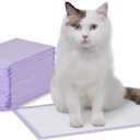 Amazon Basics Cat Pee Pads, Super Absorbent, Odor Control, Universal Fit for Litter Box, Disposable, Multi-Cat, Unscented, Purple and White, 20 Count