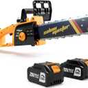 12" Electric Chainsaw Cordless, 20V Battery Power Cordless Chain Saw, Battery Chainsaw with 4.0Ah Lithium ion Battery and Charger, Mini Chainsaw Cordless (12 inch Chainsaw+2 Batteries Yellow)