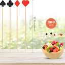 300 Pcs Casino Cocktail Toothpicks, Bamboo Appetizer Toothpicks Poker Party Decorations Cocktail Picks for Drinks Casino Cake Decor Black and Red Poker Fruits Cake Picks