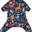 CuteBone Small Dogs Outfit Soft Puppy Onesies Pjs Dog Pajamas Pet Coat Cat Apparel Comfy Doggie Jumpsuit Bodysuit for All Seasons P75XL (A06-Forest family) XL