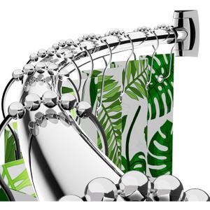 Curved Shower Curtain Rod 43-72 Inches Adjustable, Aluminum Shower Rod Rustproof, Round shower curtain rod, Curved Shower Rods for Bathroom, Bathtub, Stall, Chrome