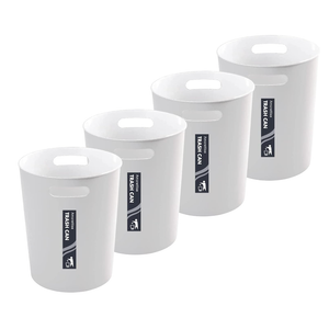 Amorettise 4 Pack Small Trash Can for Bathroom - 3 Gallon/12-Liter Wastebasket, Round Plastic Garbage Container Bin for Bedroom Office White.