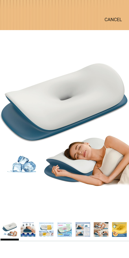 Olumoon Cervical Neck Pillow - Ergonomic Memory Foam Contour Pillows for Side, Back & Stomach Sleepers, Cervical Pillow for Neck Support Sleeping with Breathable Cover 14 inches x 4 inches x 4.52/4.13 inches