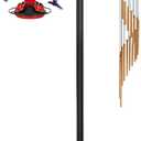 FEED GARDEN Adjustable Double Shepherds Hook for Outdoor with 5 Prong Base 92 Inch Heavy Duty Two Sided Bird Feeder Pole for Hanging Plant Baskets, Solar Light Lanterns, Wind Chimes