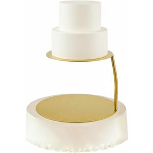 LemonRoad 6''+8'' Floating Cake Stand 2 Tier Metal Wedding Cake Stand Spacer Separator Round Decorative Dessert Display Riser Pastry Holder for Birthday Anniversary Party Centerpiece (Gold, Classic)