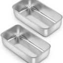 E-far Loaf Pan for Baking Bread, 9 x 5 Inch Stainless Steel Baking Loaf Pans, Metal Bakeware for Bread Meatloaf Cake Brownies, Healthy & Non Toxic, Easy Release & Dishwasher Safe - Set of 2