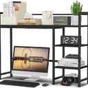 Snughome Desk Shelf, 38.6" Desk Hutch for Computer Monitor, Desktop Organizer Shelf, 4 Tier Desk Display Rack, Wood Desktop Bookshelf Storage Rack for Home Office Dorm, Black